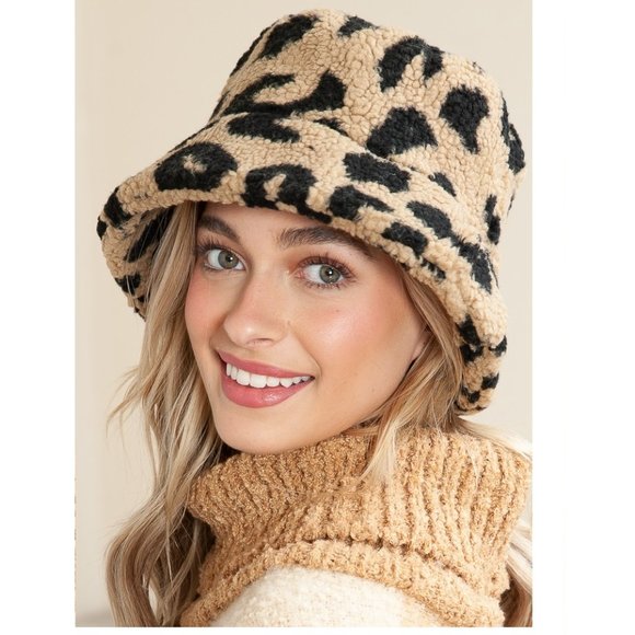 Leopard Print Winter Hat - Tan and Black - One Size fits most - Stay warm & hip - Picture 3 of 10